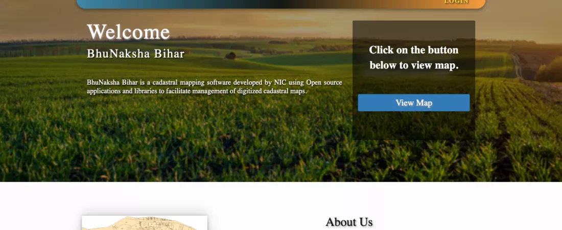 Bhu Naksha Bihar portal home page with the View Map button
