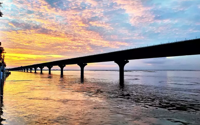 Sunset over the Ganga at a Patna ghat