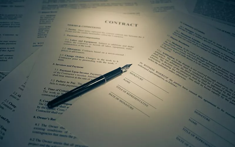Pen on a signed legal document