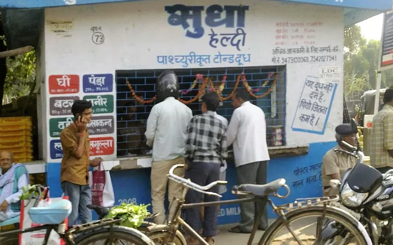 A small milk parlour shop on the Gaya–Bodhgaya road, Bihar