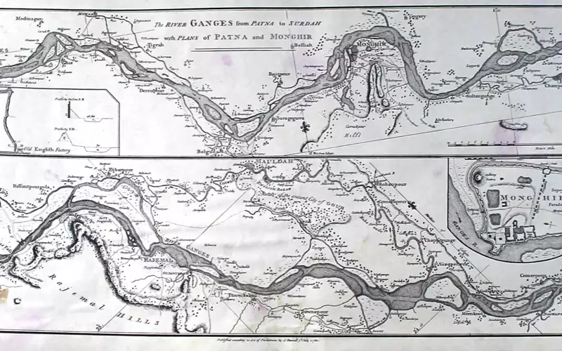जेम्स रेनेल का 1776 का पटना से गंगा का नक्शा